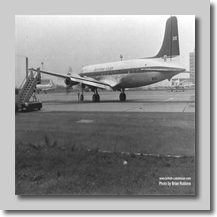Hunting's first DC-6 arrives at London Airport
